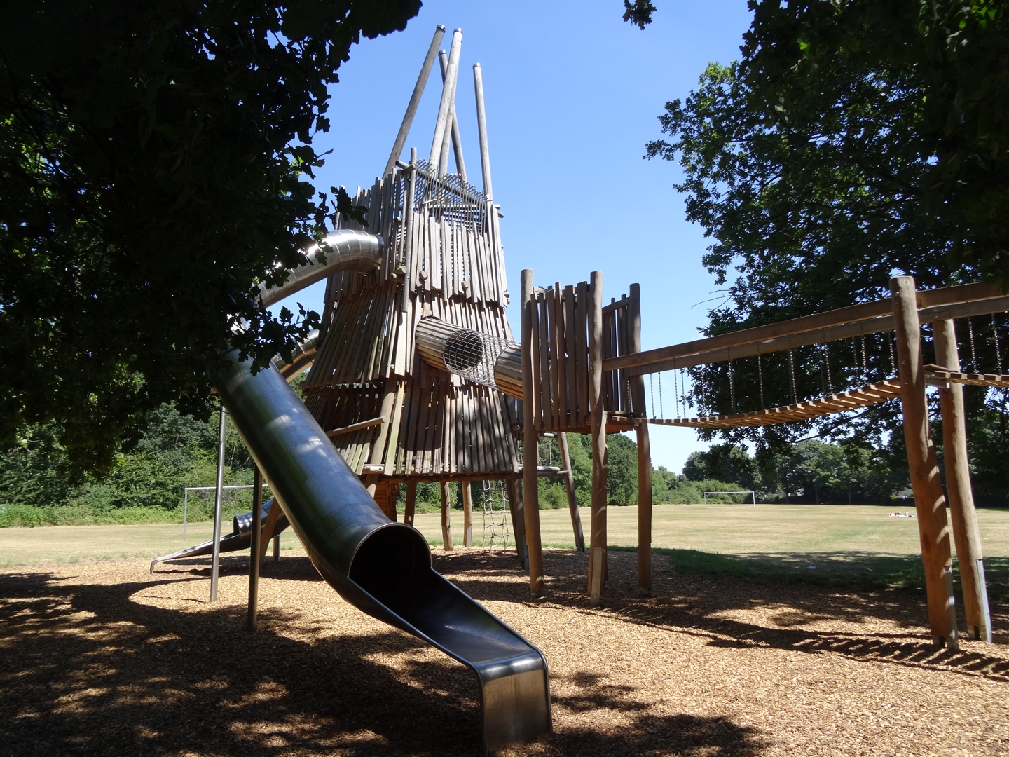 Harebreaks Adventurous Play - Main feature play unit with spiral tube slide